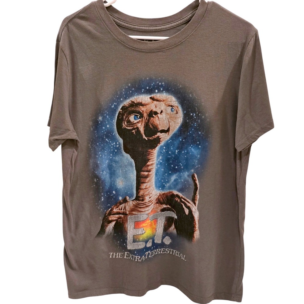 ET The Extra Terrestrial Graphic T Shirt‎ Adult XL Gray Universal Studios Movie